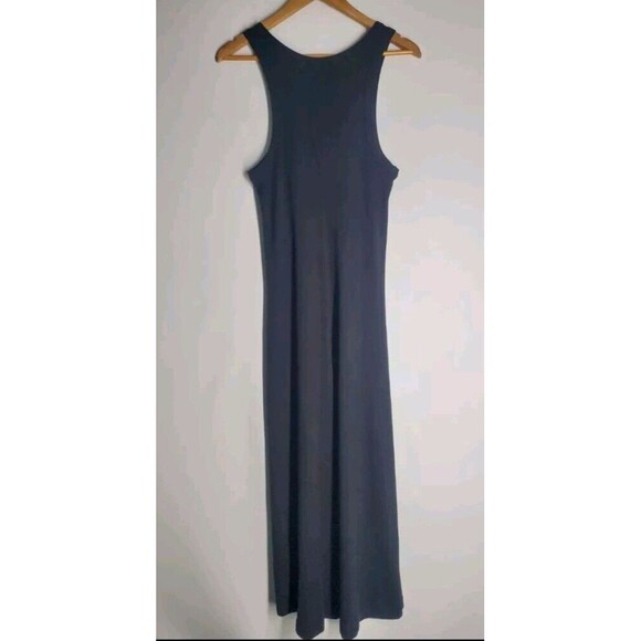 AYR The Metro Bodycon Black Maxi Tank Dress L Sleeveless Ribbed Knit Pima Cotton - Picture 4 of 6